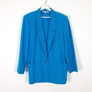 Vintage Blue Single Button Blazer Jacket